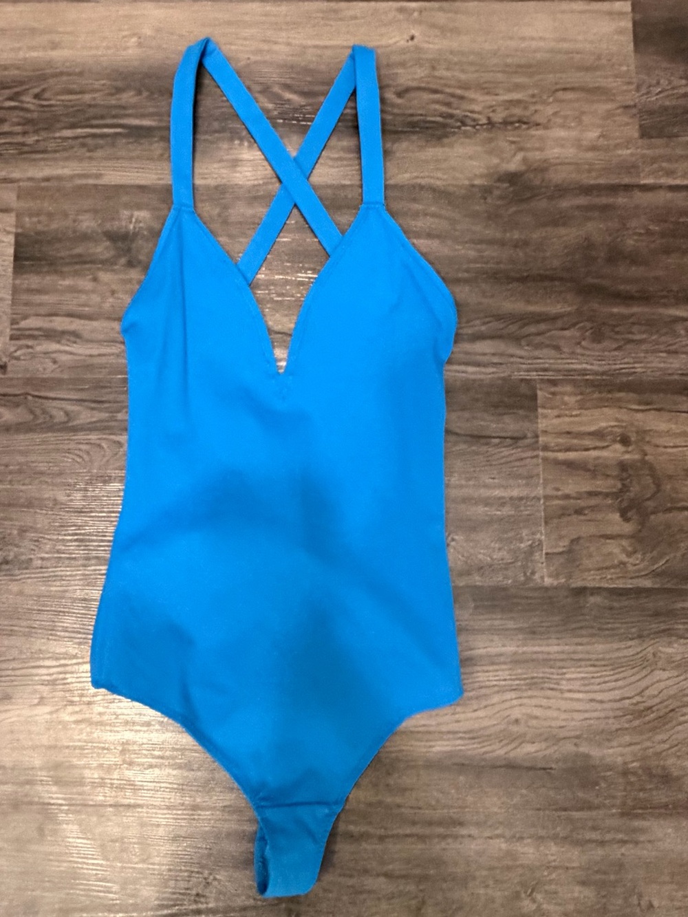 NBD bodysuit S blue thong back